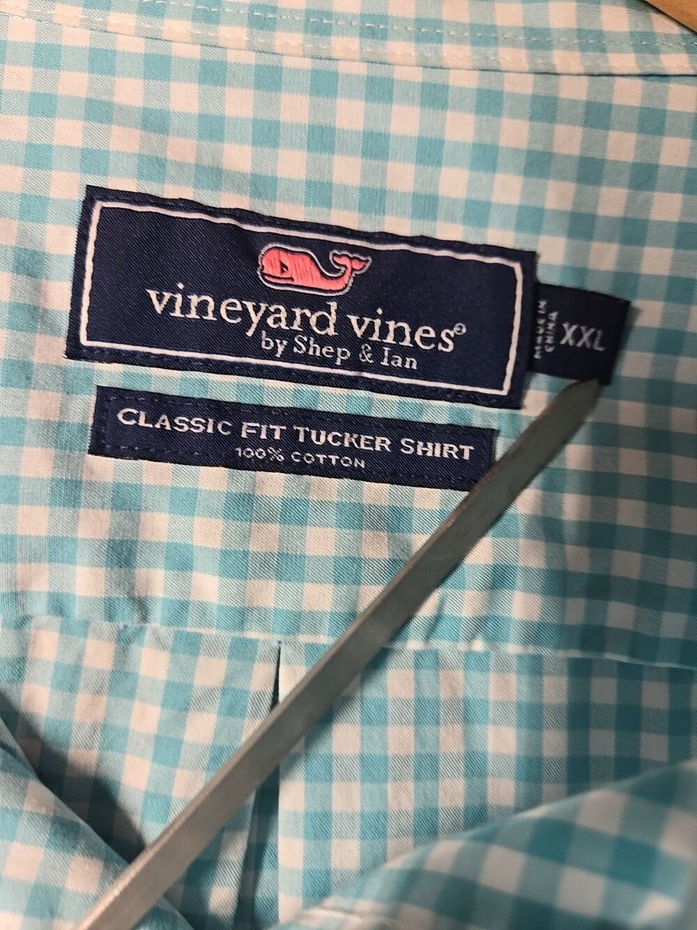 Vineyard Vines Shirt Mens XXL Green Check Tucker Classic Fit Long Sleeve Gingham - Picture 5 of 13